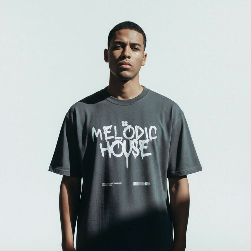 MELODIC HOUSE Oversized faded t-shirt