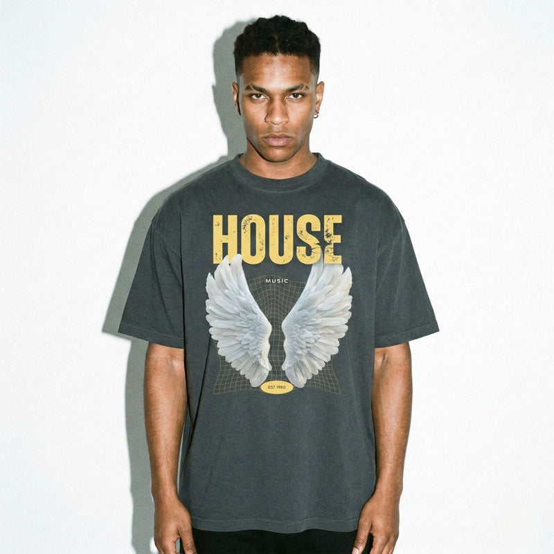 HOUSE WINGS Oversized faded t-shirt