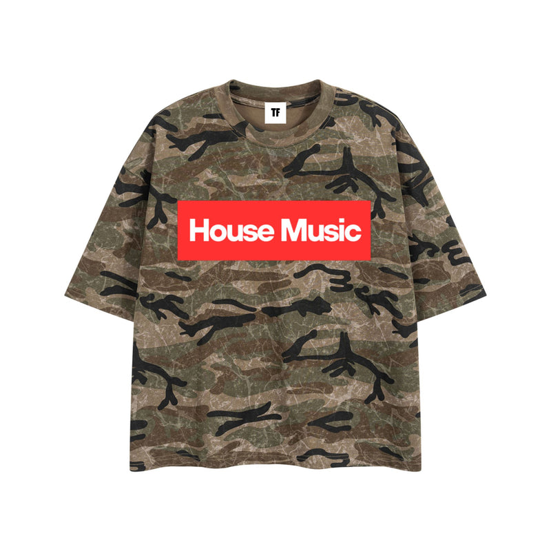 House Music Red Box Camo Tee