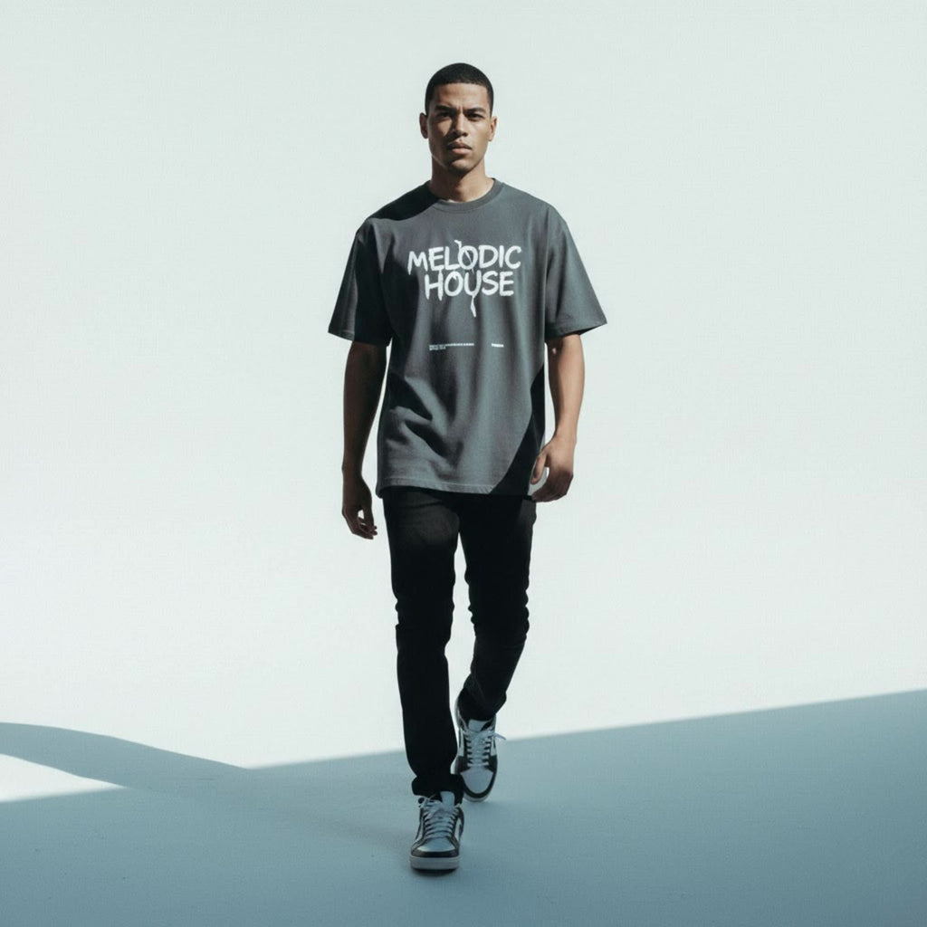 MELODIC HOUSE Oversized faded t-shirt