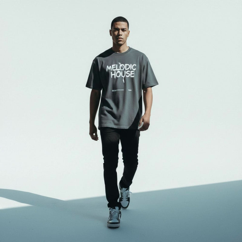 MELODIC HOUSE Oversized faded t-shirt