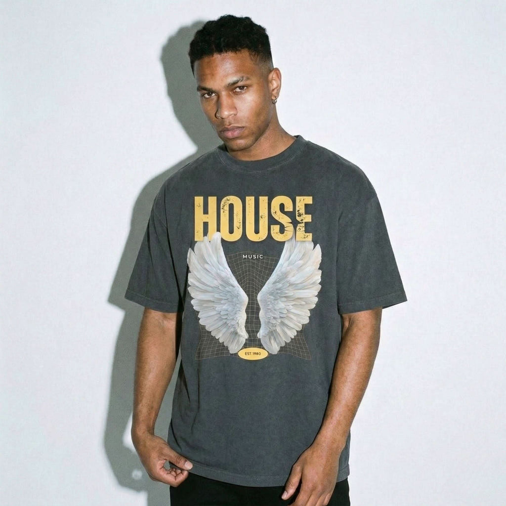 HOUSE WINGS Oversized faded t-shirt