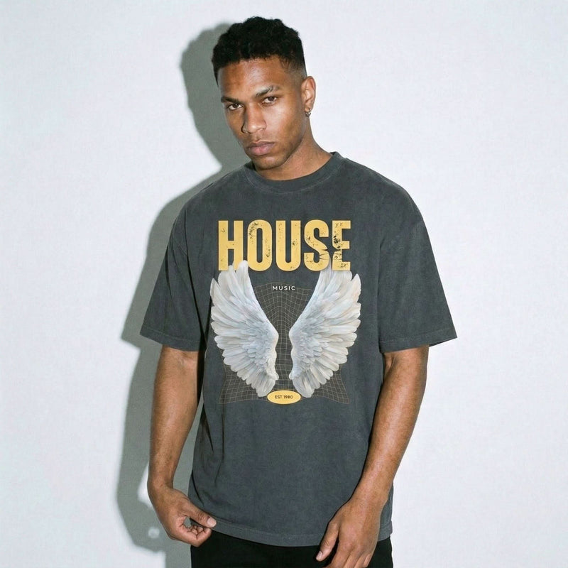 HOUSE WINGS Oversized faded t-shirt