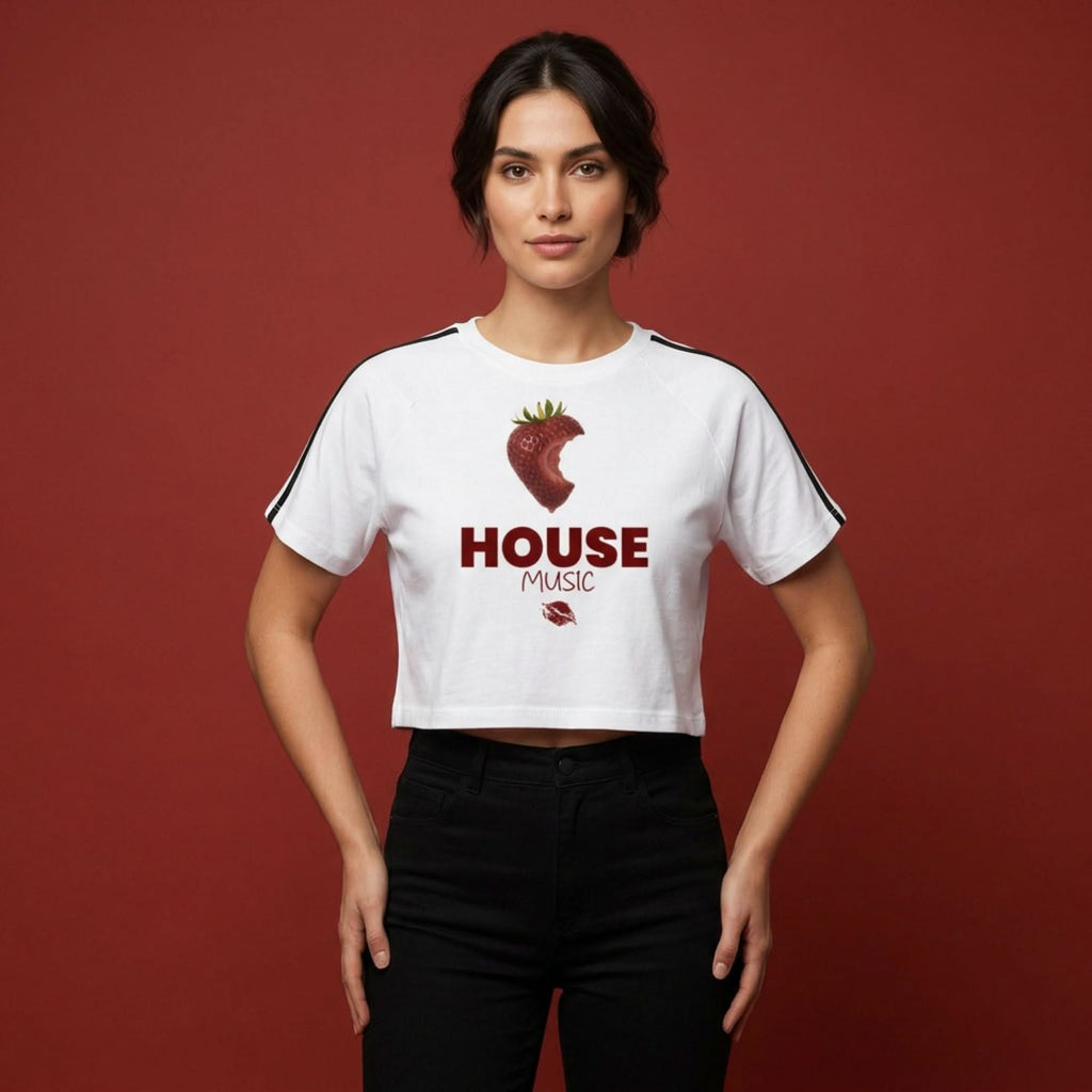 Strawberry Lips Crop Top White