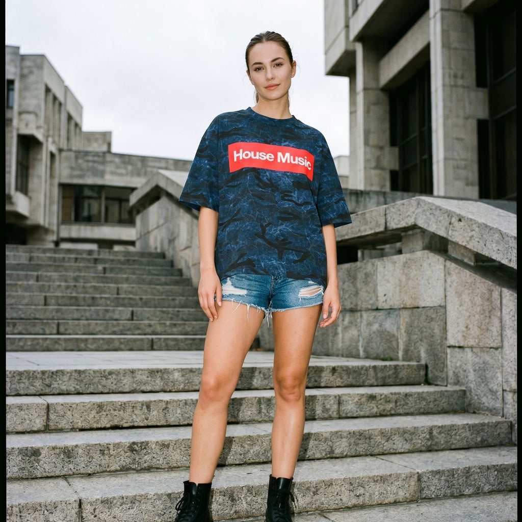 House Music Red Box Camo Tee