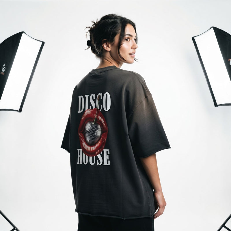 Disco House Sun Fade Raw Edge Tee